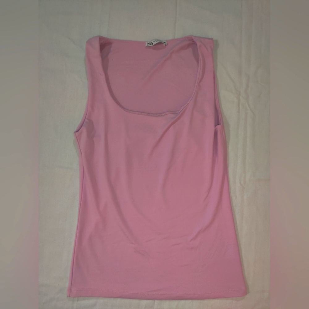 Zara Bubble Gum Pink Sateen Tank Medium
